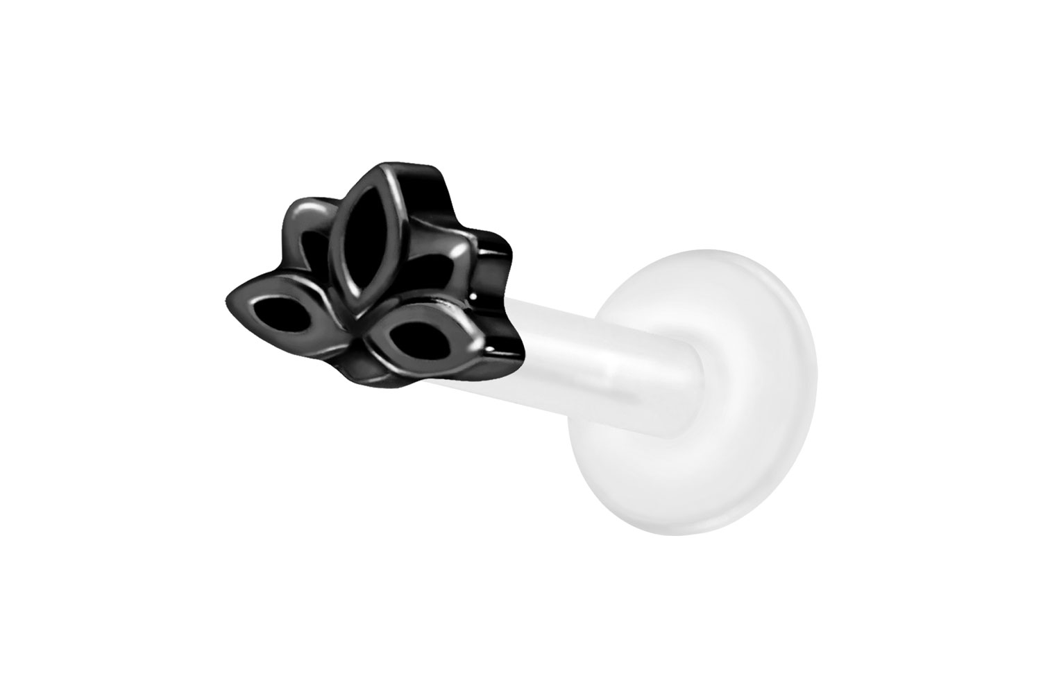 PTFE Labret Piercing mit Innengewinde + Titan-Aufsatz LOTUSBLÜTE